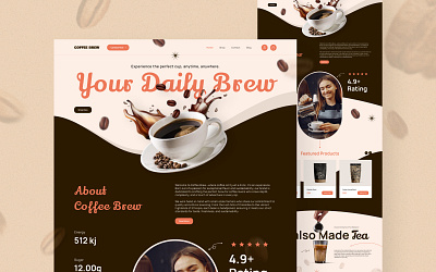 Coffee Brand Webpage UI animation branding coffee website graphic design landing page logo shopify shopify website design ui ui designer uiux uiux designer webdesigner weblayout webpage website design