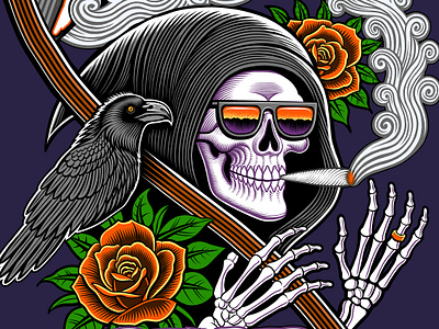 "Reaper Madness" illustration apparel cannabis crow grim reaper grim reefer halloween illustration illustrations logo design poster art reefer skeleton skull spooky t shirt vector vector art