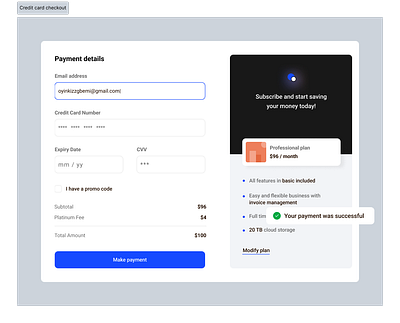 Credit card check out design pr product design ui