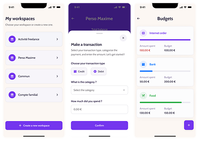 💲Personal Finance Manager - Mobile App app bank branding design finance mobile mobile design money product design purple ui ux visual identity white