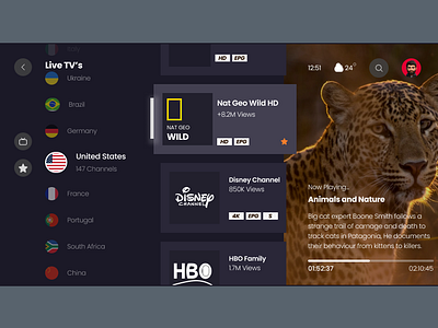 Live TV Page design product design ui ux