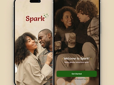 Spark(Dating App) Splash and Welcome Screens app design logo typography ui ux