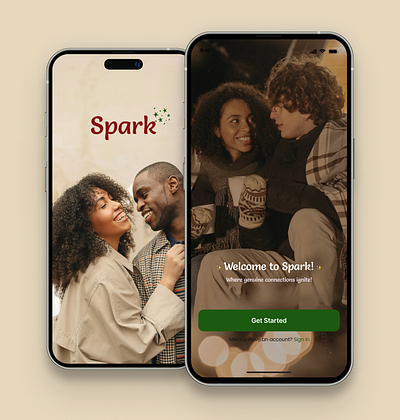 Spark(Dating App) Splash and Welcome Screens app design logo typography ui ux