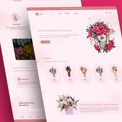 PINKI🌸 app branding design flower illustration logo typography ui uidesigner uiux ux