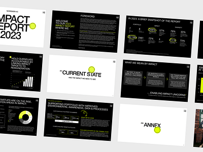 Norrsken Impact Report Slides bold branding colour design digital design environment investing nature norrsken report typography vc