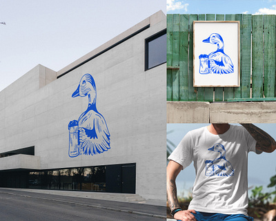 Blue Wing Duck Brewery Branding beer blue brand brand design branding brewery design duck icon logo logo design mural signage t shirt