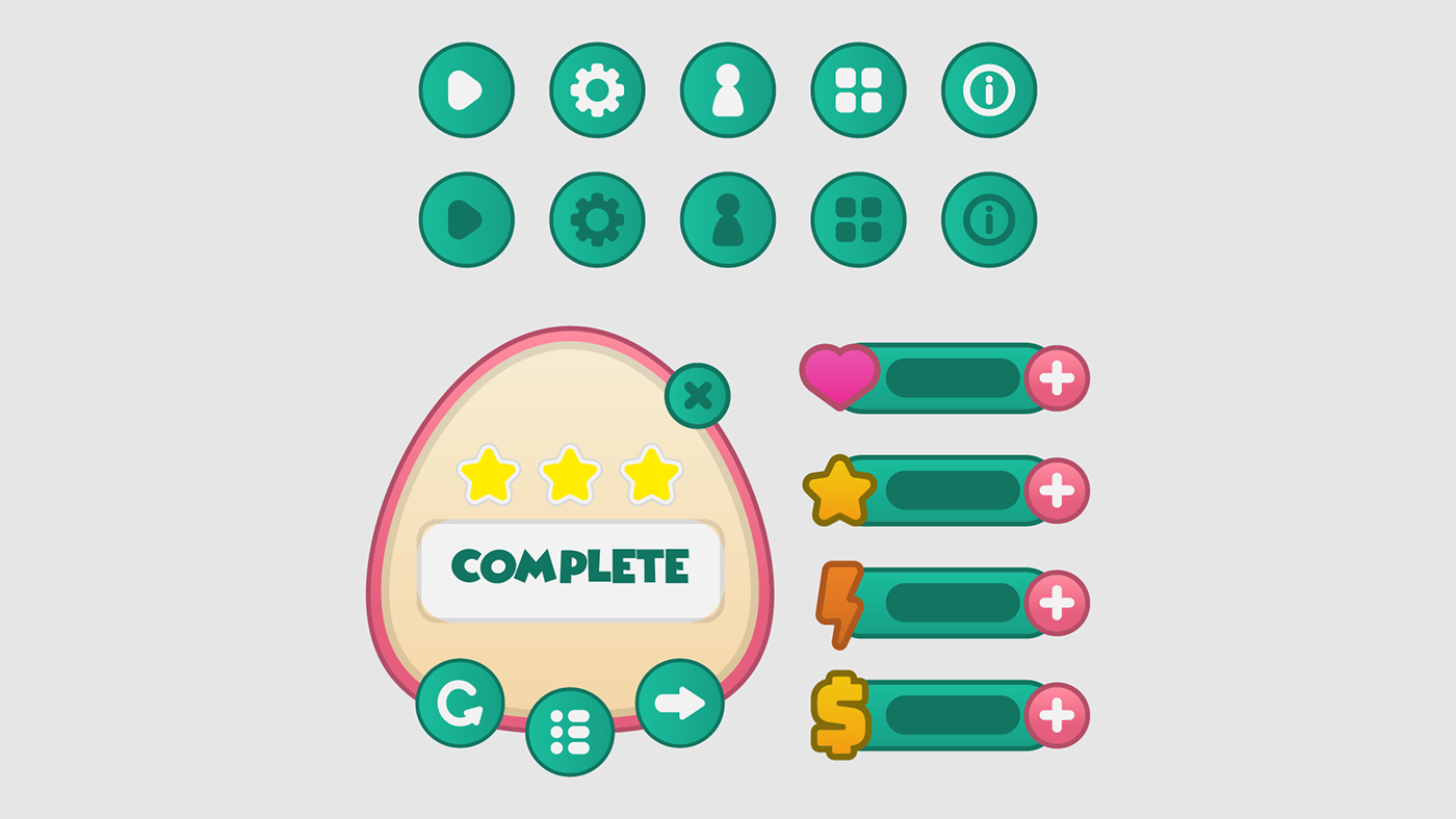 Example of Kids Game UI & Mobile App Icon Design