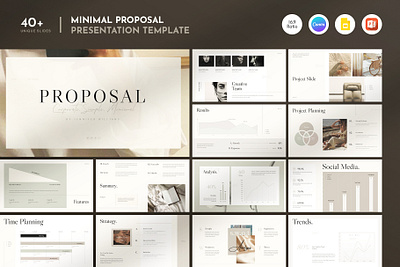 Minimal Proposal Presentation Template branding canva template company corporate creative graphic design marketing minimal pitch deck plan pptx project proposal simple strategy stylish