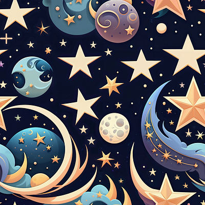 Celestial seamless pattern celestial planets seamless pattern space wallpaper