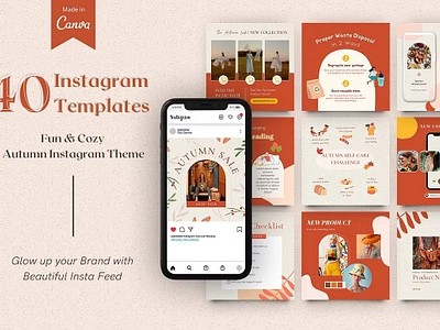 Cozy Autumn Instagram Bundle Canva autumn leaf beige instagram business plan template canvas mockup fashion instagram instagram blogger instagram canva instagram puzzle instagram story instagram template marketing plan social media canva social media template