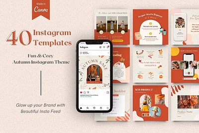 Cozy Autumn Instagram Bundle Canva autumn leaf beige instagram business plan template canvas mockup fashion instagram instagram blogger instagram canva instagram puzzle instagram story instagram template marketing plan social media canva social media template