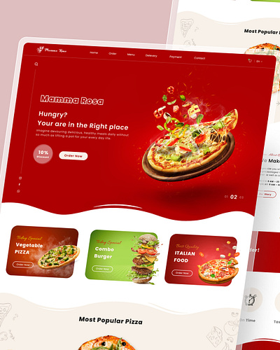 Pizza Restaurant UI Design - Mamma Rosa fast food figma design food pizza restaurant sandwich ui ui design ux design web design