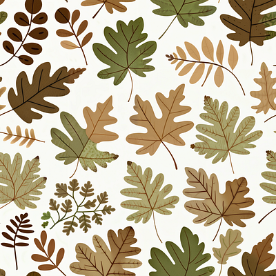 Autumn leaves seamless pattern autumn botanical green leaves seamless pattern