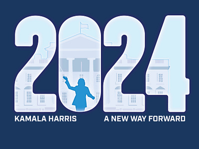 A New Way Forward 2024 democrat illustration kamala harris papercut patriotic politics president silhouette united states of america vice president