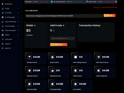 Vertex Global | Blockchain | Crypto Currency saas ui ux
