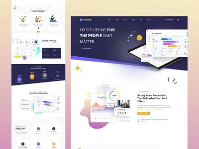 Saas Landing web template agency branding business company corporate creative design illustration logo sass software template ui ux