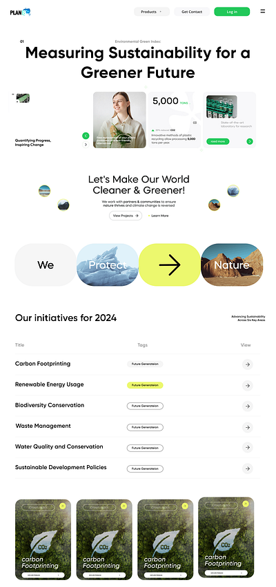 Plan 8 | Measuring Sustainability for a Greener Future branding uiux