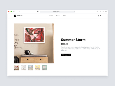 ArtWeast E-Gallery e commerce e gallery ecommerce egallery minimal minimalist product product page shop shopping ui ux web design webdesign