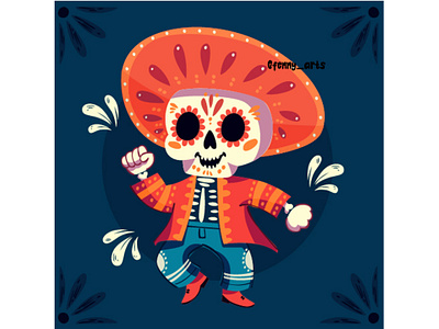 Hand Drawn the Day of the Dead Illustration cartoon celebration culture dance dark day dead death decoration festival holiday joy mexican mexico religion saint skeleton sombrero tradition traditional