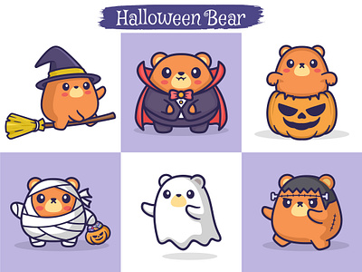 Cute Illustration - Halloween Bear adorablebears bearcharacters bearcostumes bearillustration cartoonbears cute bear cuteillustration graphic design halloweenart halloweenbears halloweencreatures halloweencuties halloweenillustration halloweenvibes illustration kawaiibear logo logo design logo mascot spookybear