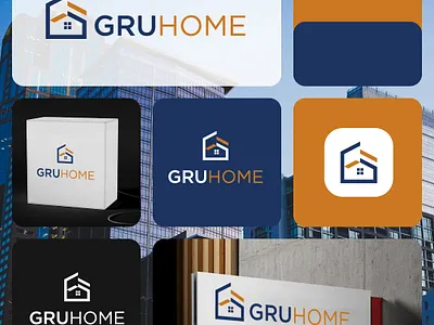 GruHome Real Estate logo branding building building logo home logo house logo letter logo modern logo property logo real estate logo realty logo rent logo