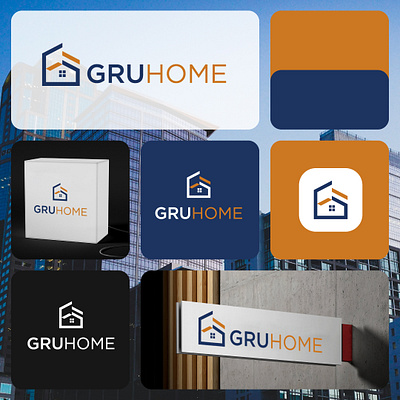 GruHome Real Estate logo branding building building logo home logo house logo letter logo modern logo property logo real estate logo realty logo rent logo