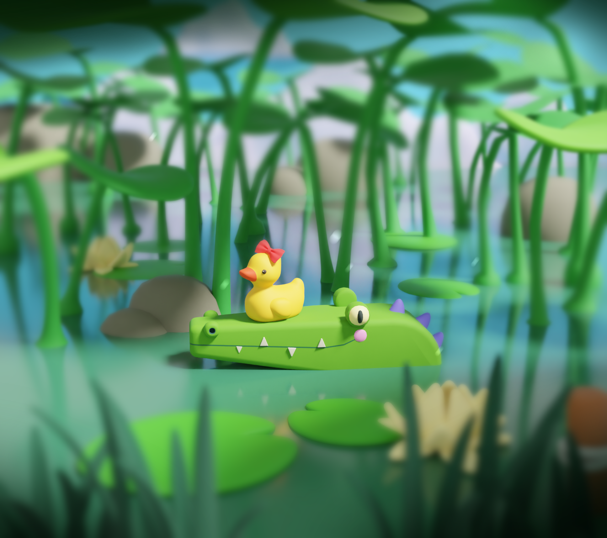 Roaming 3d blender character color concept illustration