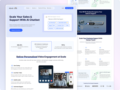 Chatbot Landing Page Design for REVE Chat ai chatbot ai website chatbot chatbot design chatbot page chatbot ui chatbot webpage landing page minimal saas saas company saas ui saas web ui ui design user interface design webpage website website design webui