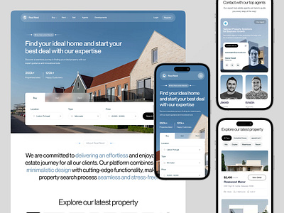 Real Estate Landing Page app app design clean designer home page landing page landing page design listing search property real estate real estate agency real estate design real estate web real estate website ui web web design web ui webflow website design