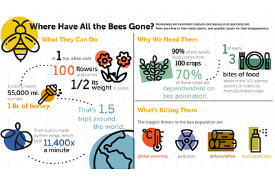 Save the Bees graphic design iconography illustration infographic