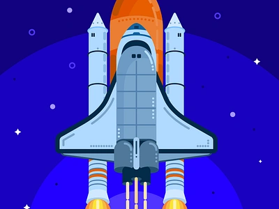 Up in the space design flat illustration minimal propeller rocket space vector vector illustration vectorart