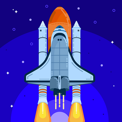 Up in the space design flat illustration minimal propeller rocket space vector vector illustration vectorart