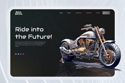 A Futuristic Redesign of Royal Enfield's Digital Experience behance branding conceptdesign darktheme design designinnovation digitaltransformation dribbble futureofdesign futuristicdesign graphic design landingpagedesign modernaesthetics motorbikedesign royalenfield ui uiuxdesigner userexperience uxuidesign website