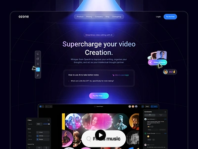 Ozone AI’s Landing Page Exploration ai ai app ai assistant ai consultant ai technology artifical intelligence chat bot gradient hilf al digital interface landing page layout minimal trending ui ux video video generator visual web