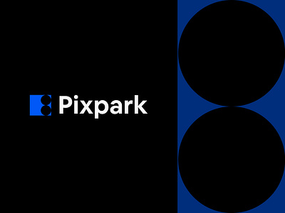 PixPark Logo blue branding color creative and digital logo creative media design image editing logo minimalistic modern and minimalistic style modern logo park logo photography platform pixc pixels pixpark simple logo