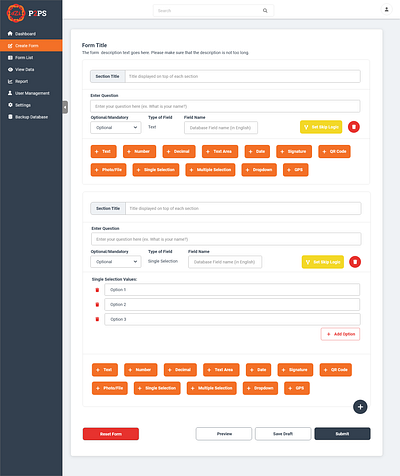 Progress to Prosperity Scorecard dashboard dzi form editor p2ps report ui user management ux