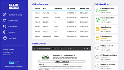 Karnali Water Activity Claim Tracker branding claims dashboard design logo managment system ui ux