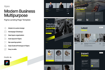 Apex-Business Figma Web Template agency web business web consulting web dark yellow figma landing page marketing web modern web multipurpose ui template ux template web template website template