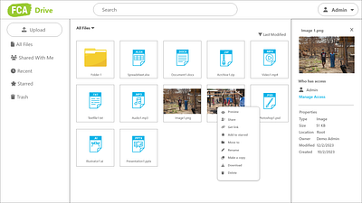 Wireframe for FCA Drive concept design shared drive ux wireframe