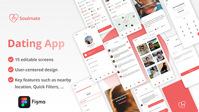 Dating app UI design app app design app screens case study dating app design filter home page onboarding search sign up ui ui design uiux user centered design ux design