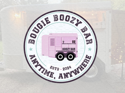 Bougie Boozy Bar Logo Design badge design bar bar cart brand designer branding cocktails food truck graphic designer logo badge logo designer logo ideas logo maker retro logo rustic vintage design