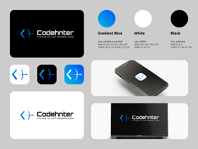 Codehnter Logo business code coding logo logos modern programming simple tech