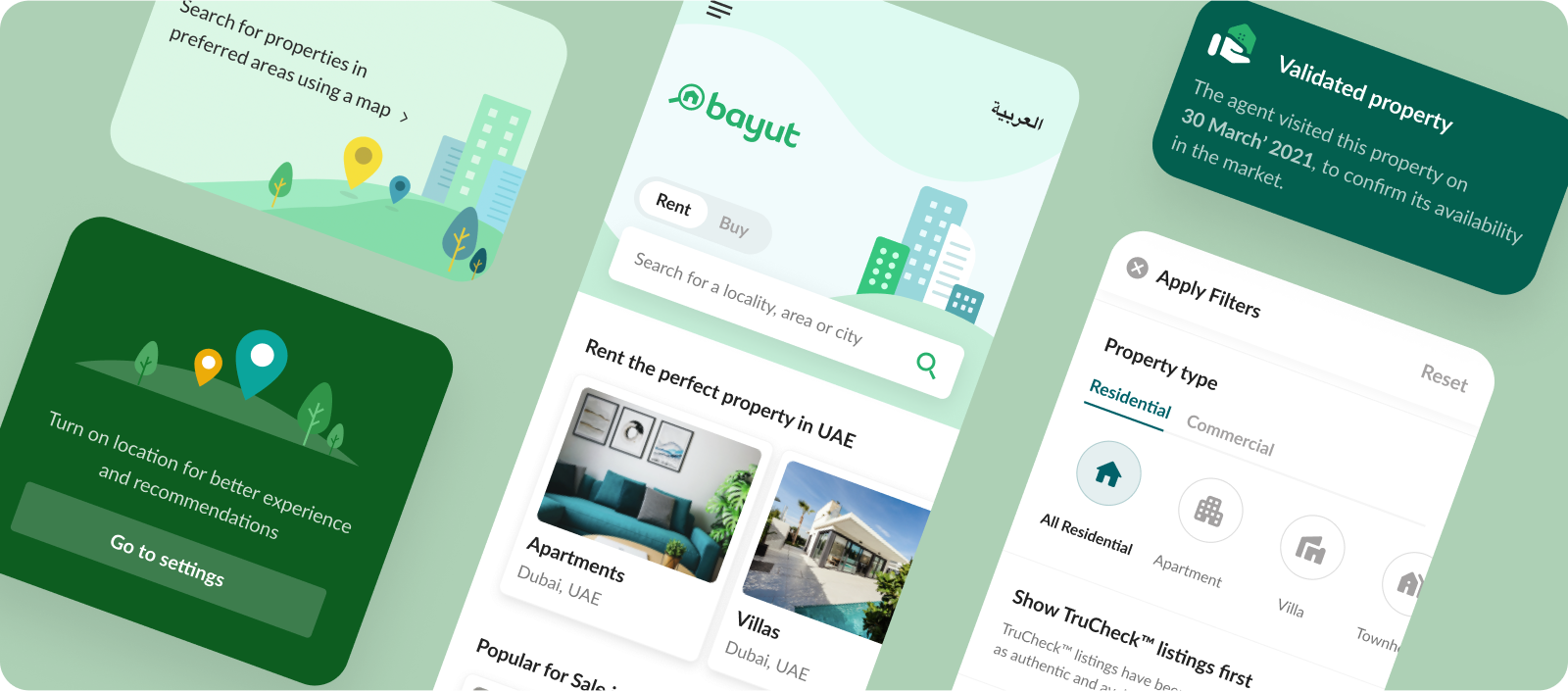 Bayut - Mobile App UI/UX dubai designer mobile app prop tech real estate ui