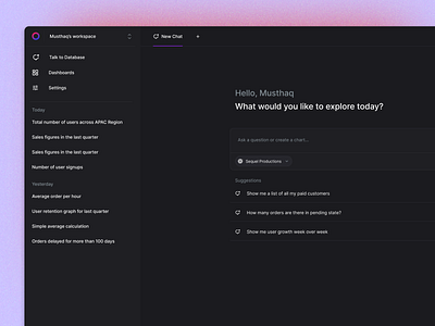 AI Chat With Sequel app application design ui