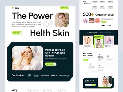 Skin Care - Landing Page Design branding design ecommerce health care health care landing page homepage landingpage logo responsive shopify skin care skin care landing page ui ui ux website