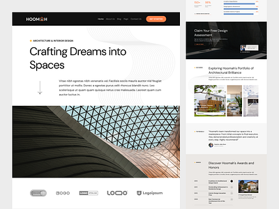 Hoomah - Architecture & Design Interior architecture website design interior website elementor landingpage ui web design