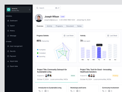 Marketing - Profile barly business crm dashboard design marketing profile saas stats transaction ui uidesign ux ux design uxerflow web web app web design website