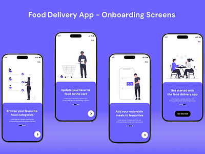 Food Delivery App - Onboarding Screens food app food delivery app food onboarding app food ordering app illustration onboarding screen ui ui designing ux ux designing