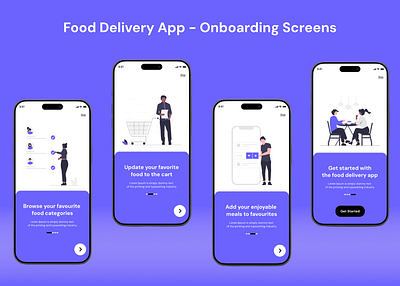 Food Delivery App - Onboarding Screens food app food delivery app food onboarding app food ordering app illustration onboarding screen ui ui designing ux ux designing