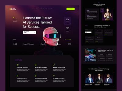 Entity - Artificial Intelligence Website artificial intelligence dark theme elementor landingpage modern website technology ui web design website design